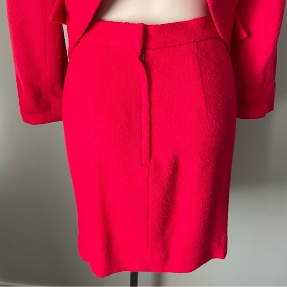 80s Vintage Julie & Leonard Suits Wool Hot Pink Blazer Jacket Skirt Suit Set - Picture 10 of 14